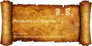 Moskovicz Barna névjegykártya